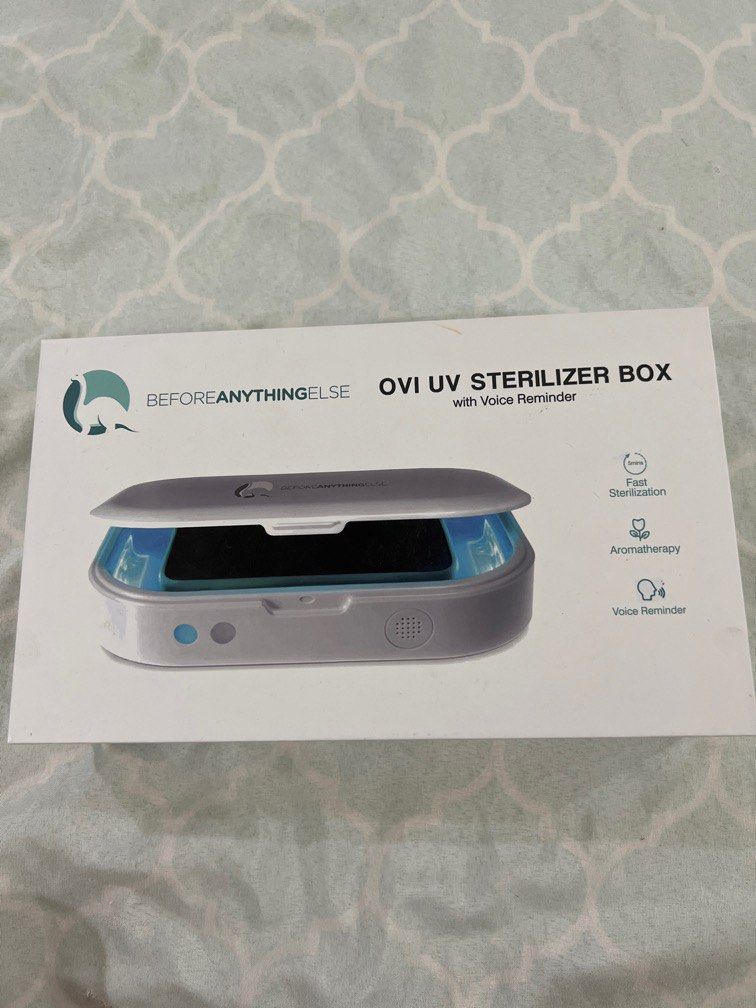 Before anything else ovi uv sterilizer box for cellphone (Category: Health Monitors & Weighing Scales) located in Pasig City. Submitted by everythingatsale (Listing ID 1207685397, Image 1). Description: Before anything else ovi uv sterilizer box for cellphone, you can sanitize your cellphone in this box.