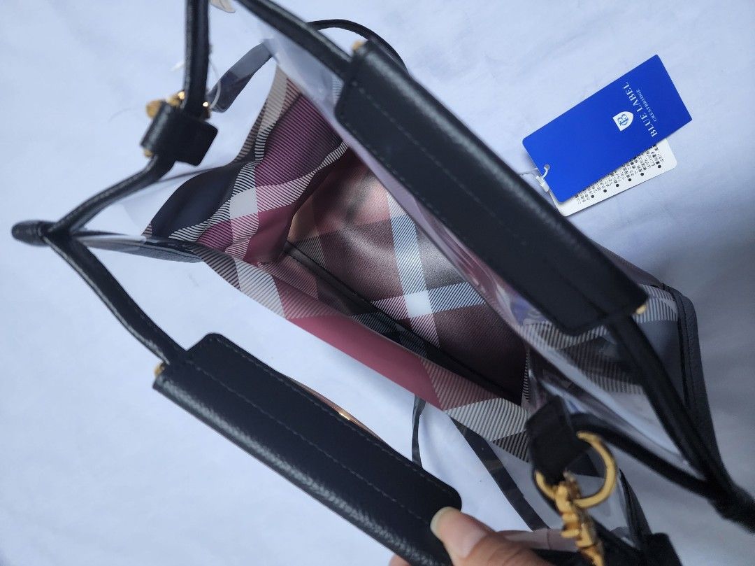 Blue Label Mini crossbody Bag Clear PVC Print Women s Fashion
