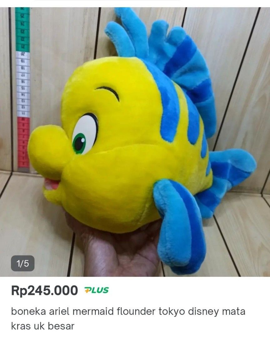 Boneka flounder ariel mermaid original tokyo disney resort, Toys