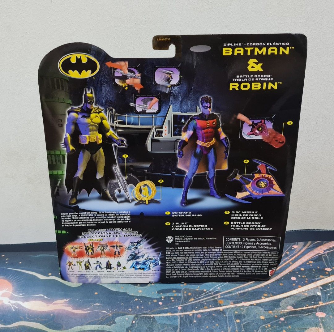 [Brand New] DC Batman Zipline Batman & Battle Board Robin 2 Pack Action Figures, Hobbies
