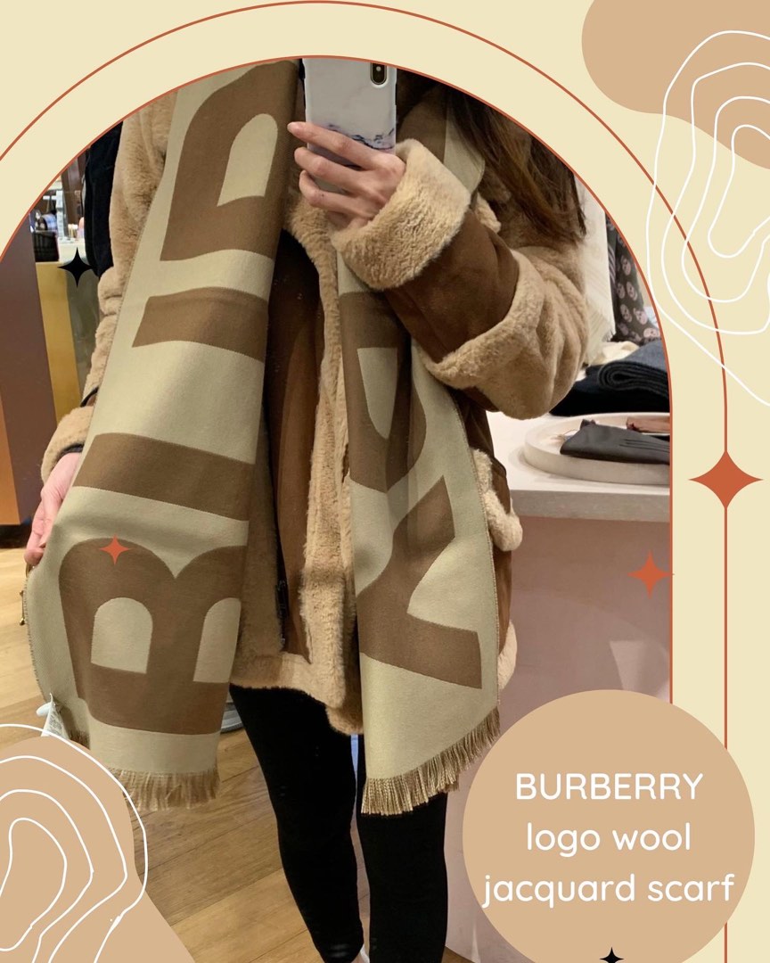 Burberry logo wool jacquard scarf outlet