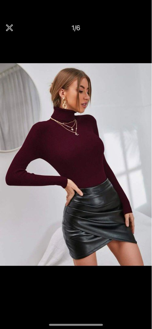 Maroon best sale turtleneck womens