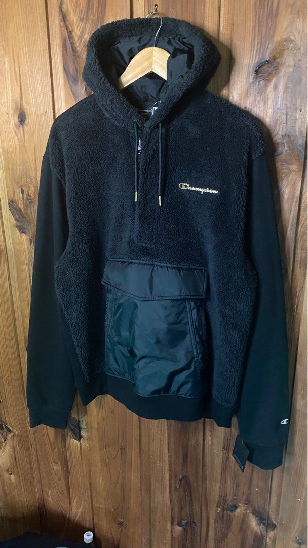 CHAMPION HALF ZIP SHERPA HOODIE Men s Fashion Tops Sets
