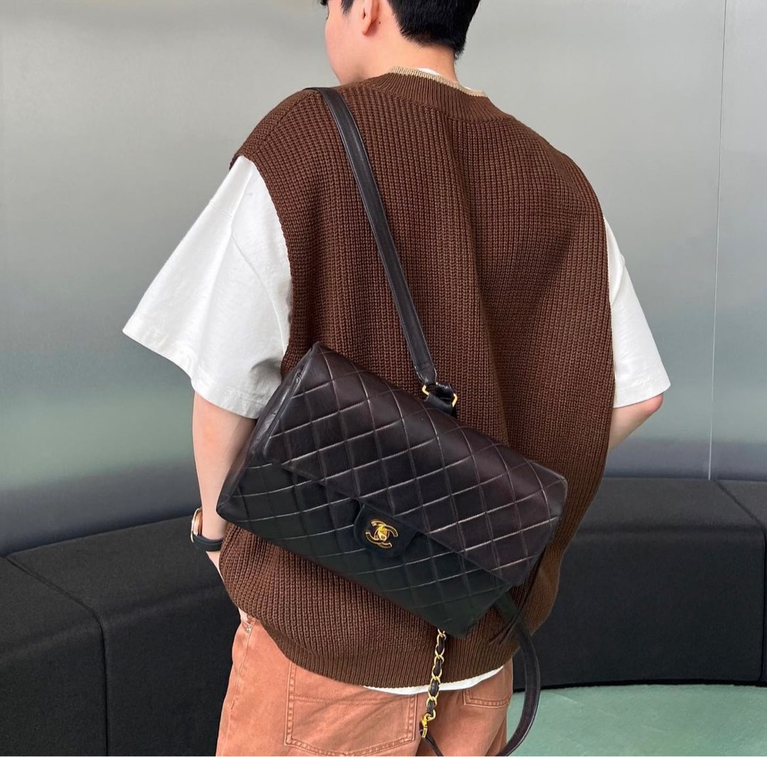 Chanel Rare Vintage Flap Backpack Large Lambskin Black / Ghw, Luxury, Bags  & Wallets on Carousell