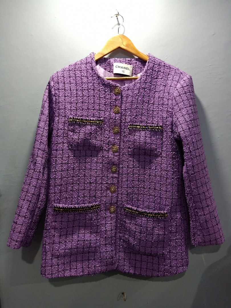 Authentic Second Hand Chanel Purple Tweed Jacket PSS37700016  THE  FIFTH COLLECTION