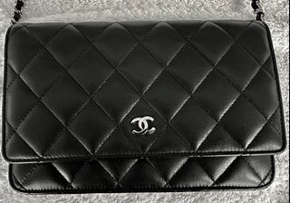 CHANEL Caviar Wallet On Chain WOC Black Shoulder Bag Crossbody L22