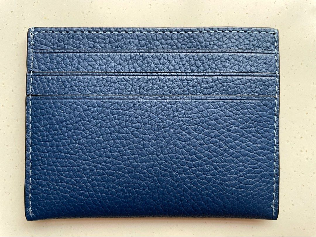 COACH Deep Blue Leather Card Case / Holder, Men's Fashion, Watches