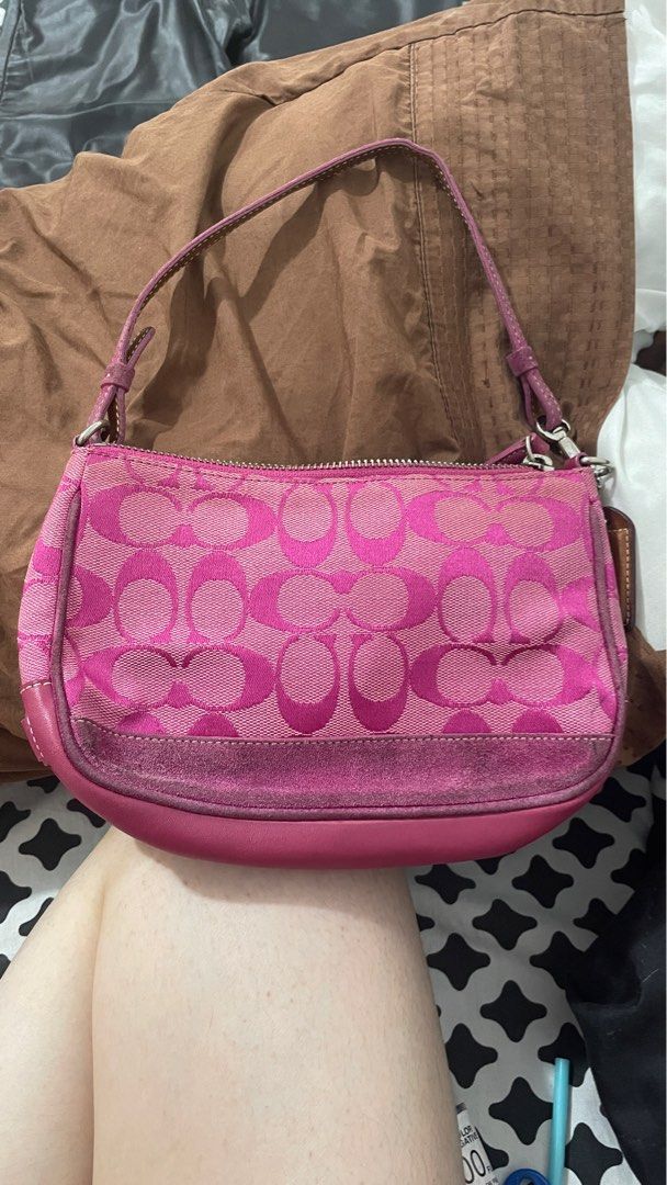 Coach pink baguette bag clearance