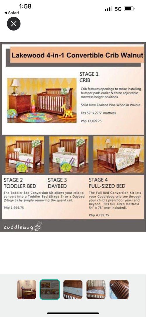 Cuddlebug Crib 4 in 1, Babies & Kids, Baby Nursery & Kids Furniture