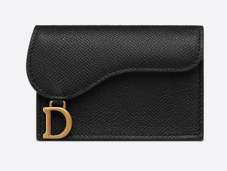 DIOR SADDLE CARD HOLDER BLACK GRAINED CALFSKIN, Men's Fashion