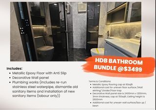 Direct hdb license renovation contractor / metallic Epoxy/ decorative wall pannel/ carpentry/ full house renovation