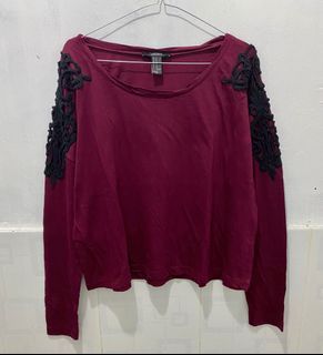 Forever21 F21 top kaos stretch bahan adem bordir