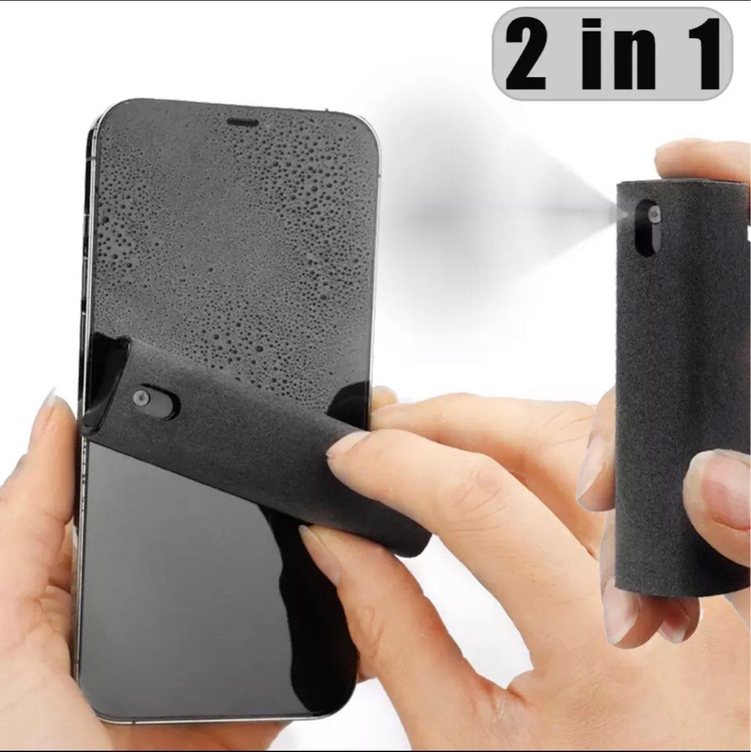 2 In 1 Phone Screen Cleaner Spray Cleaning Computer Mobile Phone Screen  Dust Remover Tool Polishing Cloth For iPhone iPad Apple