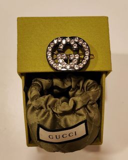 GUCCI Crystal-embellished gold-tone hair clip