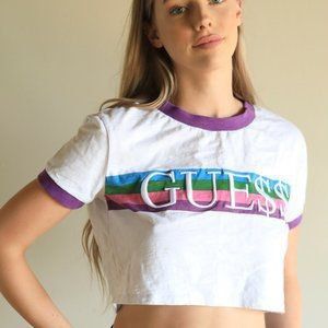 Guess x ASAP Rocky Purple Ringer Crop Tee Top Women s Fashion