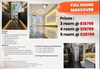 Hdb license renovation contractor / Hacking / tiling / metallic epoxy flooring / marble wall panel/ full Reno service