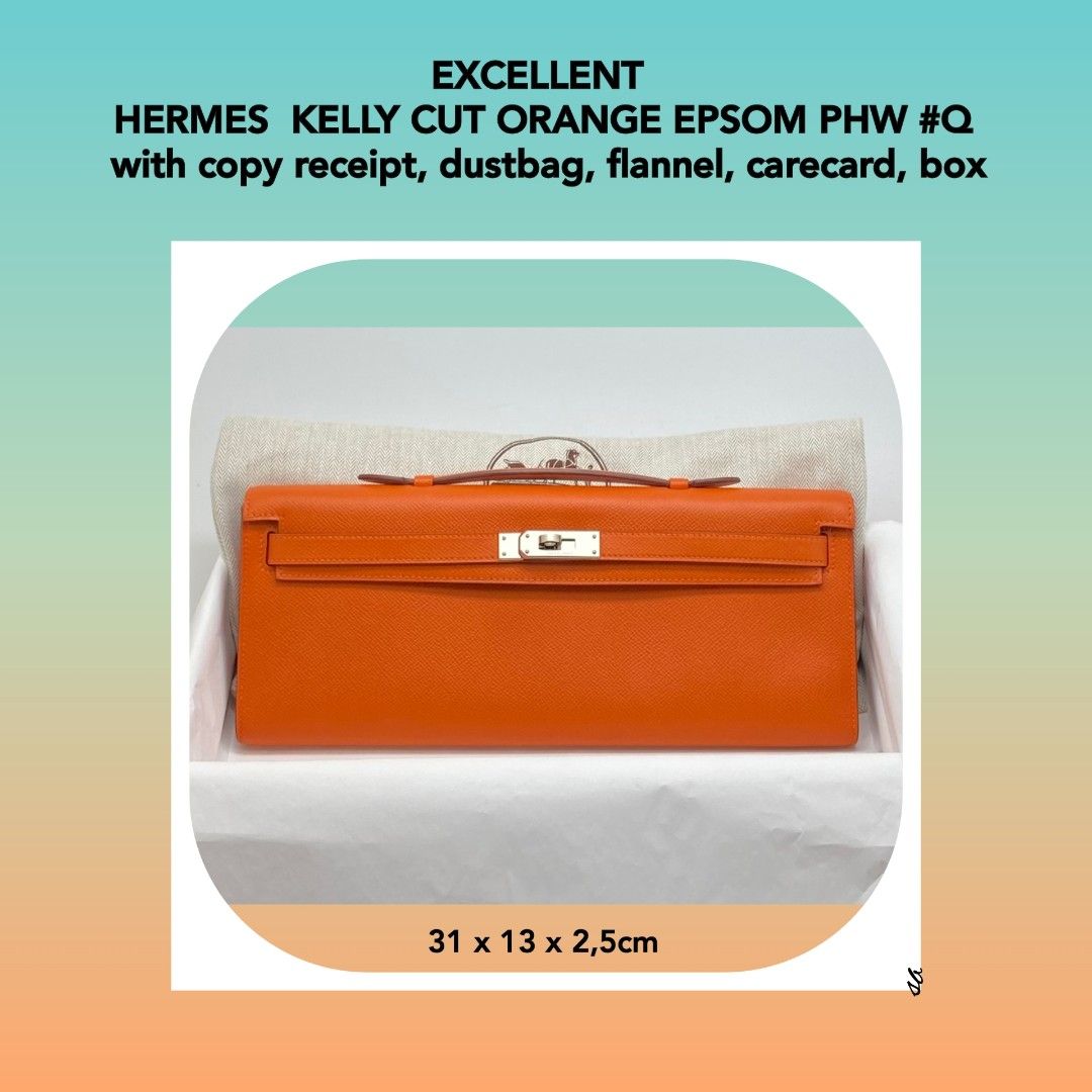 Hermes Kelly Cut Orange Epsom PHW #Q SKL1444