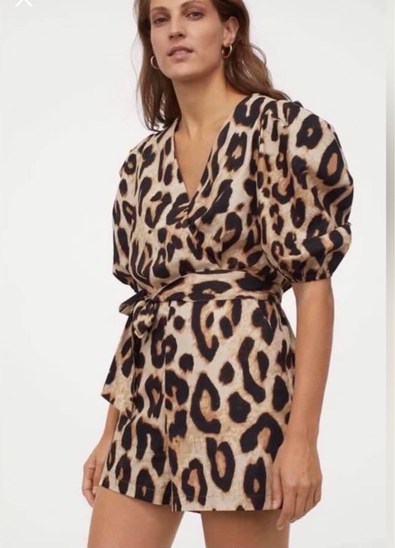 Cheetah print shop romper h&m