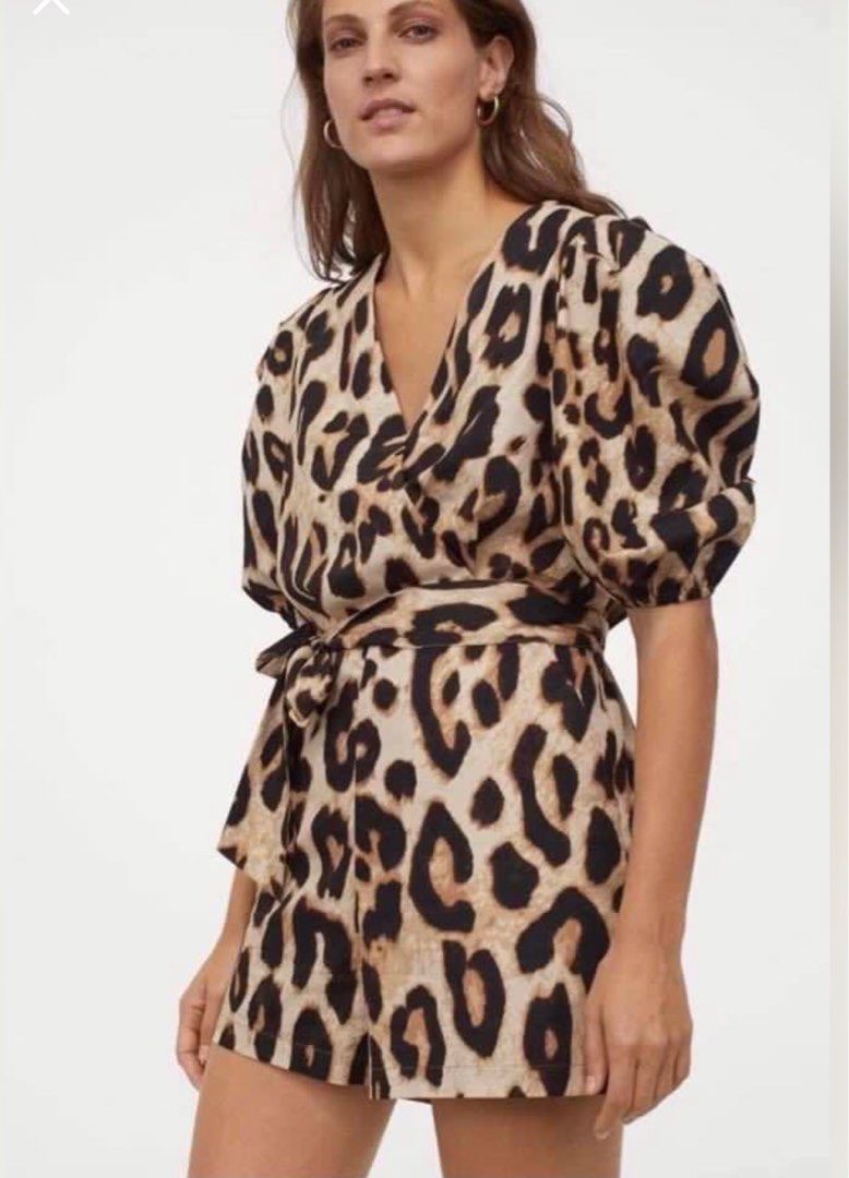 H M Leopard Print Playsuit Romper EU 38 Women s Fashion