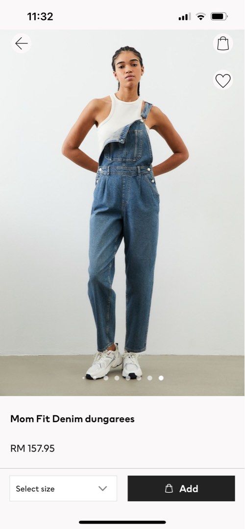 H M Mom Fit Dungarees Jumpsuit Coverall Denim