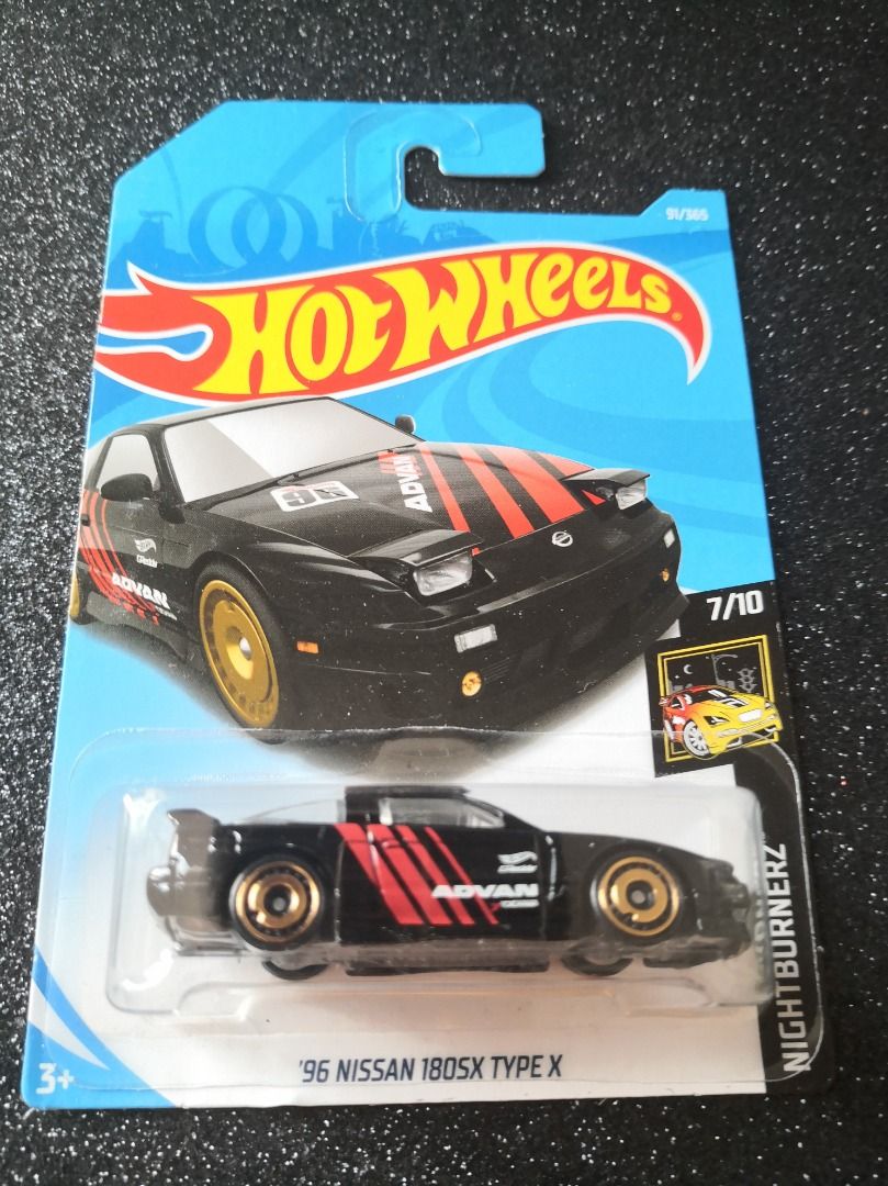 Hot Wheels 96 Nissan 180SX Type X Advan Black Hobbies Toys