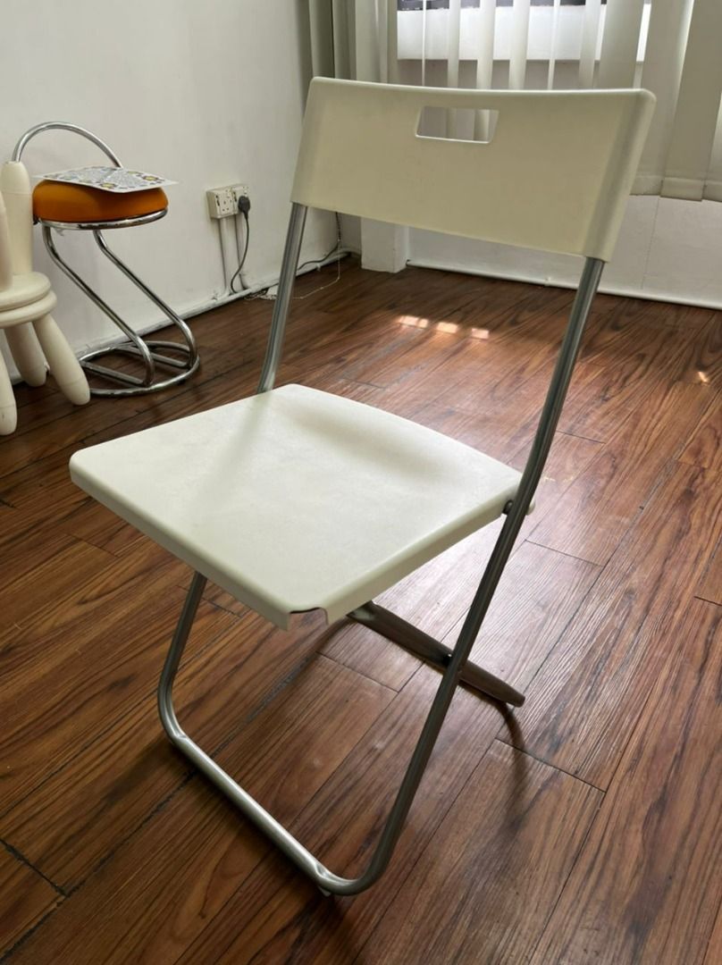 IKEA GUNDE Folding Chair (White Color), Furniture & Home Living