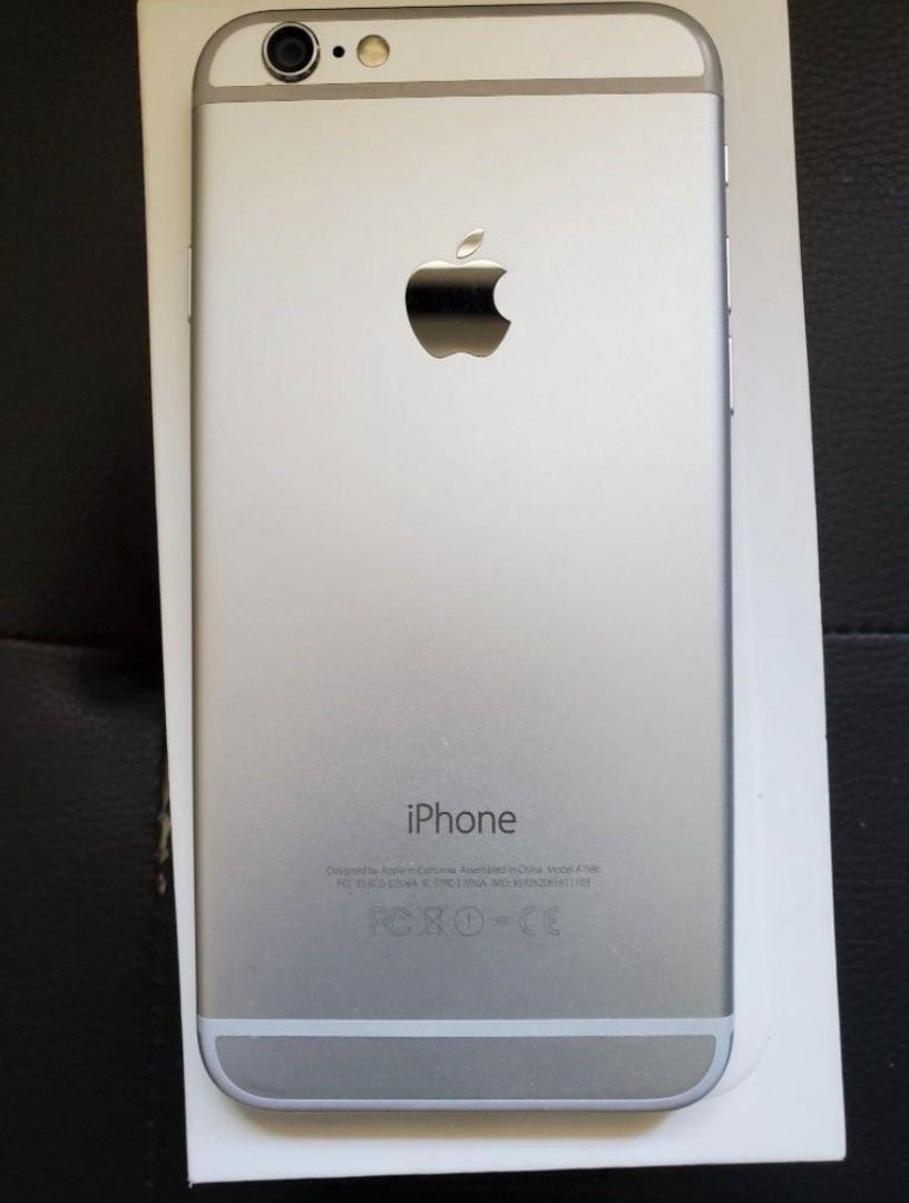 iPhone 6 (Category: iPhone 6 Series) located in Paranaque City. Submitted by redline941 (Listing ID 1207668776, Image 3). Description: iphone 6 128gb Silver Used First owner, used as back up phone Locked to globe with original box but no cable, charger and earpods. Battery life: 91%(Original battery, never opened) iOS 12.5.5 issue: home button sometimes does not work.