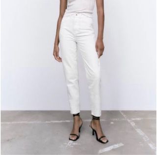 Jeans White Zara Zipper