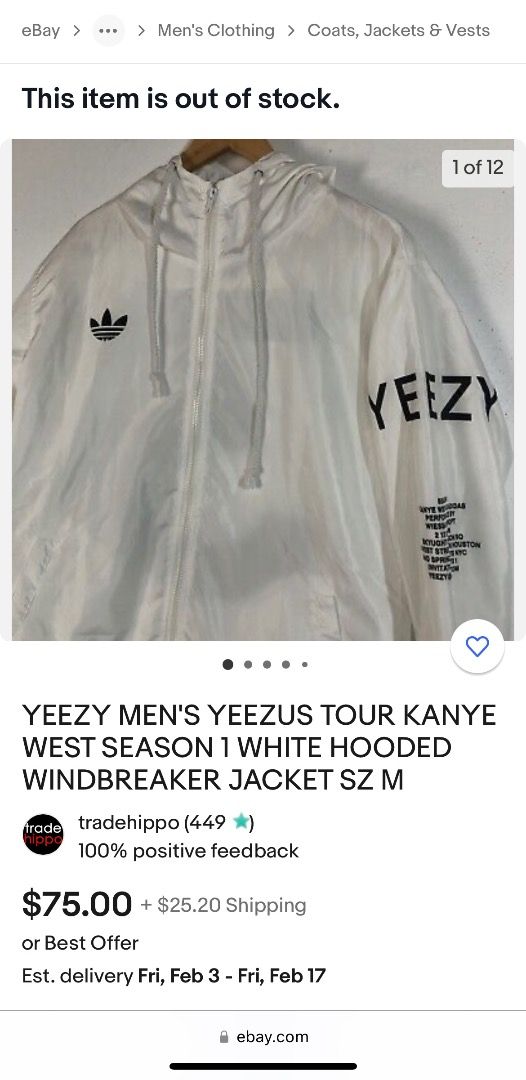 Adidas yeezy hotsell jacket 3 75