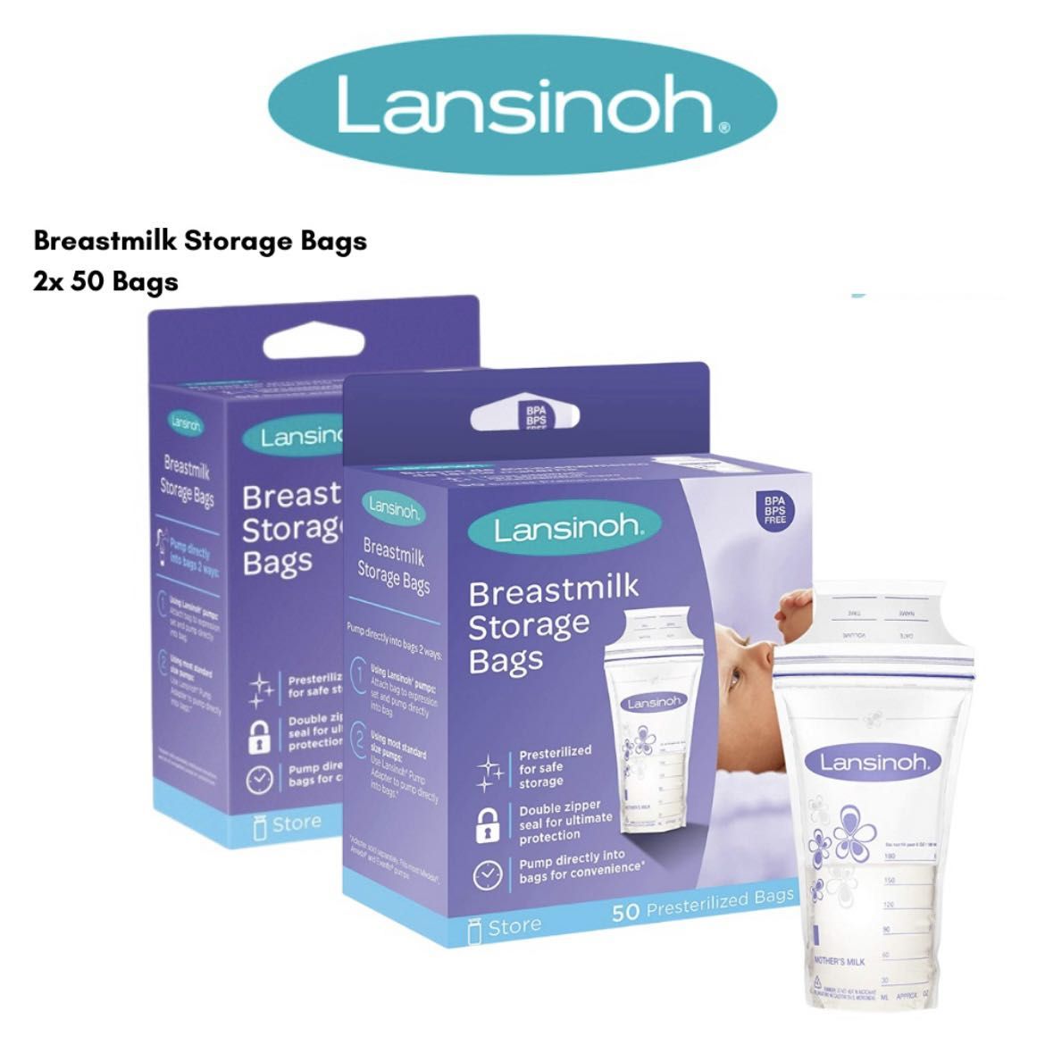 2 Lansinoh Stay Dry Disposable Nursing Pads for Breastfeeding 36 Pads Ea