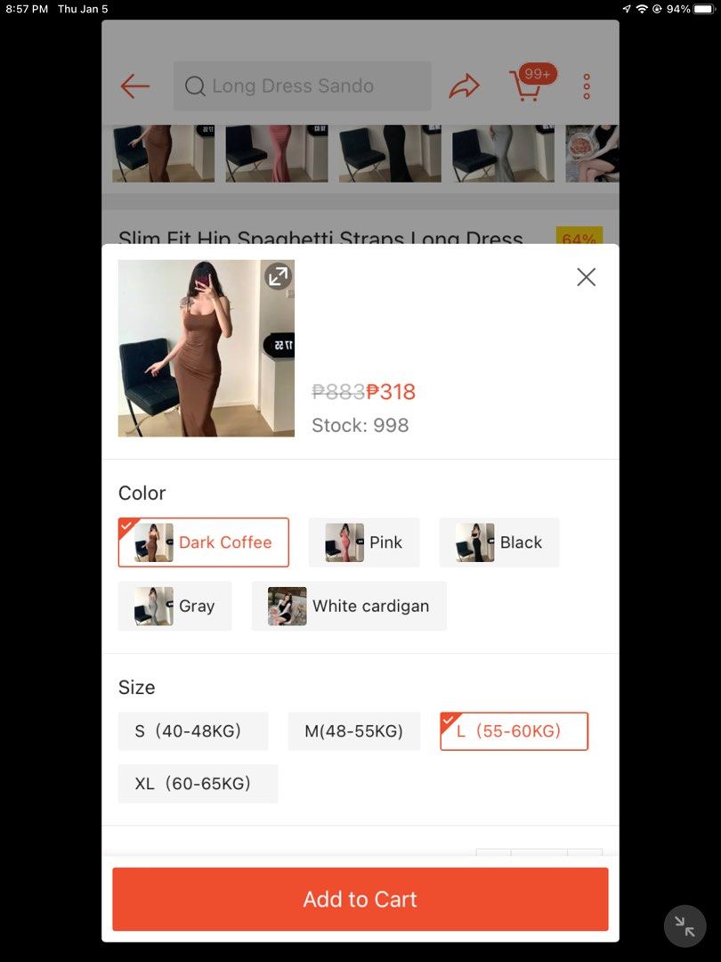 LARGE BROWN MAXI DRESS (Category: Dresses) located in San Mateo. Submitted by closetnitata (Listing ID 1207806256, Image 2). Description: Orig price sa shopee 318 Selling it for 230 only Nasukat lang Large size Rfs: di umabot sa event na pag gagamitan.