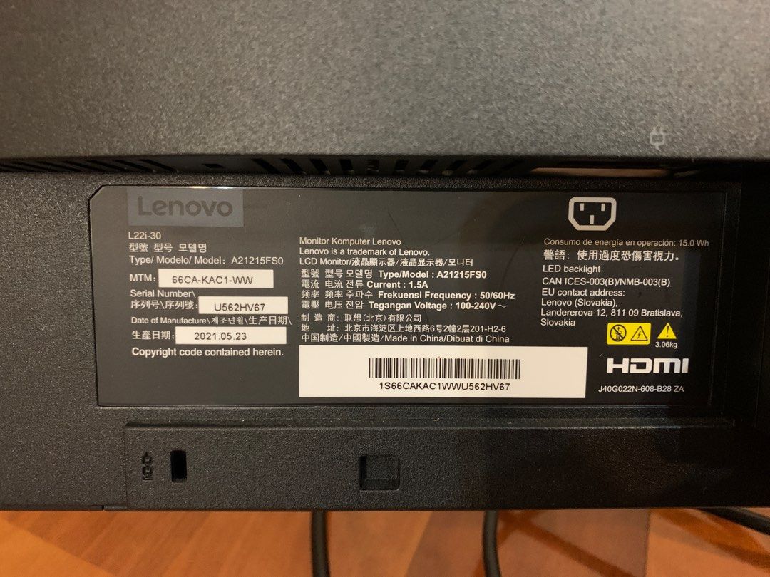 Lenovo L22i-30 21.5”, 電腦＆科技, 電腦周邊及配件, 電子屏幕- Carousell