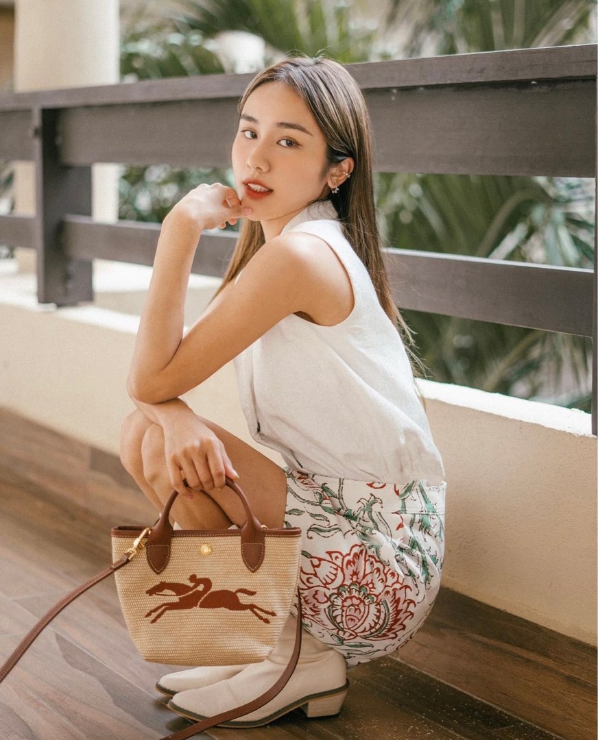 Longchamp straw on sale bag