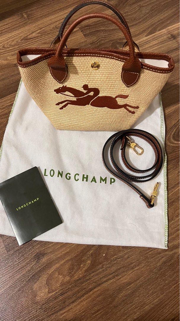 Authentic Longchamp Le Pliage Straw Bag, Luxury, Bags & Wallets on