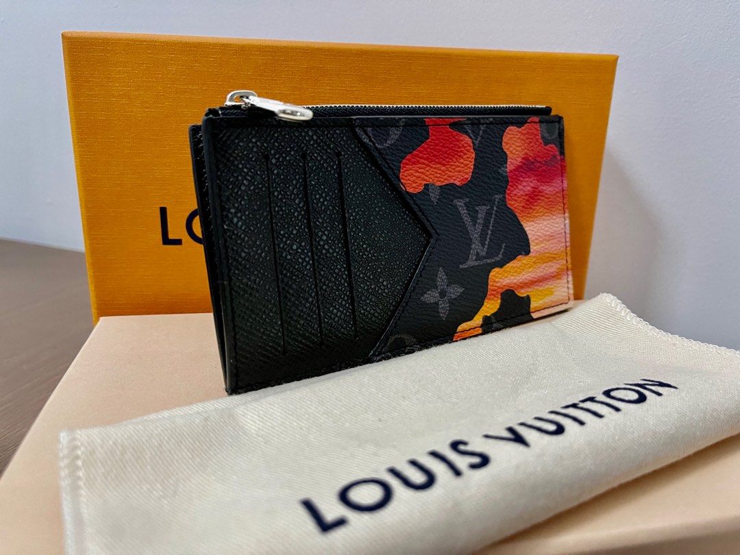 coin card holder leather small bag Louis Vuitton Grey in Leather