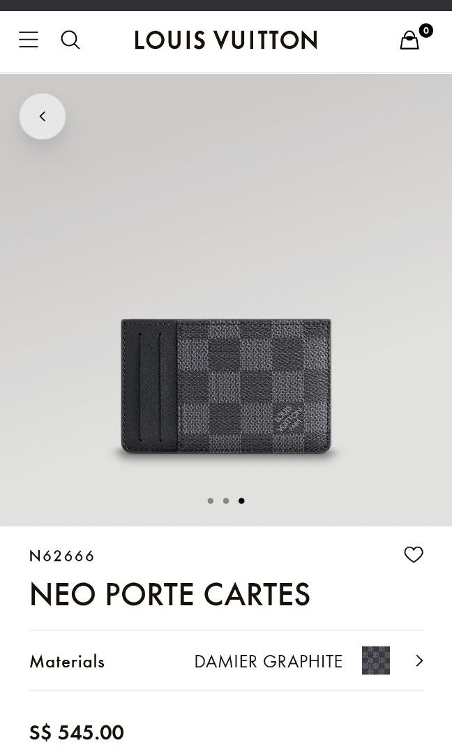 LOUIS VUITTON N62666 Neo Porte Cartes Card Holder Damier Graphite Rare  Design