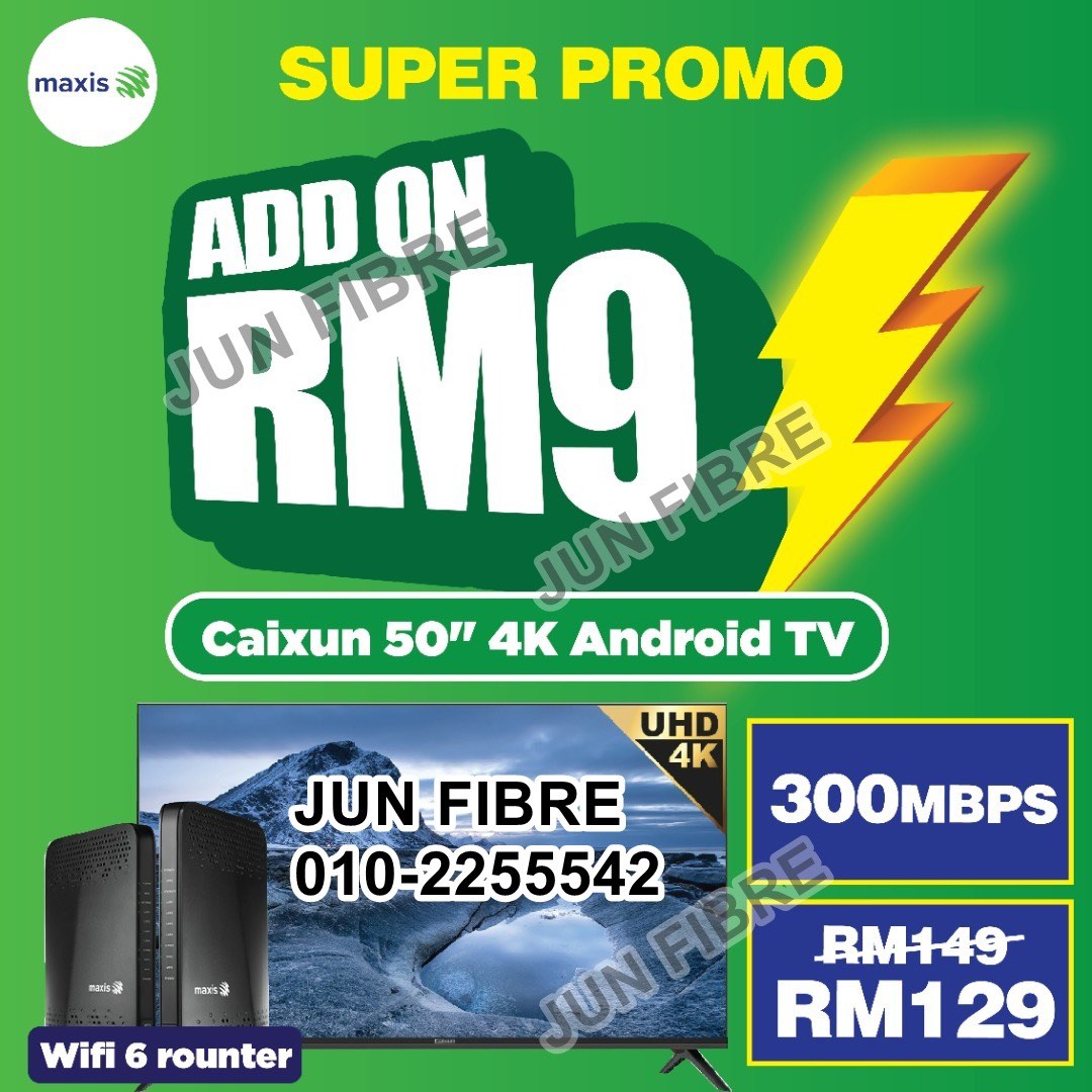 MAXIS HOME 300mbps with 50inch TV, TV & Home Appliances, TV