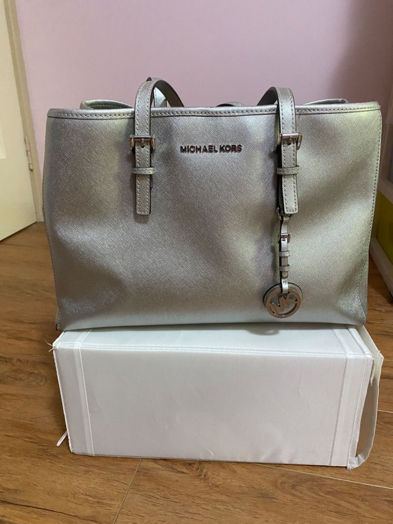 Silver michael deals kors tote
