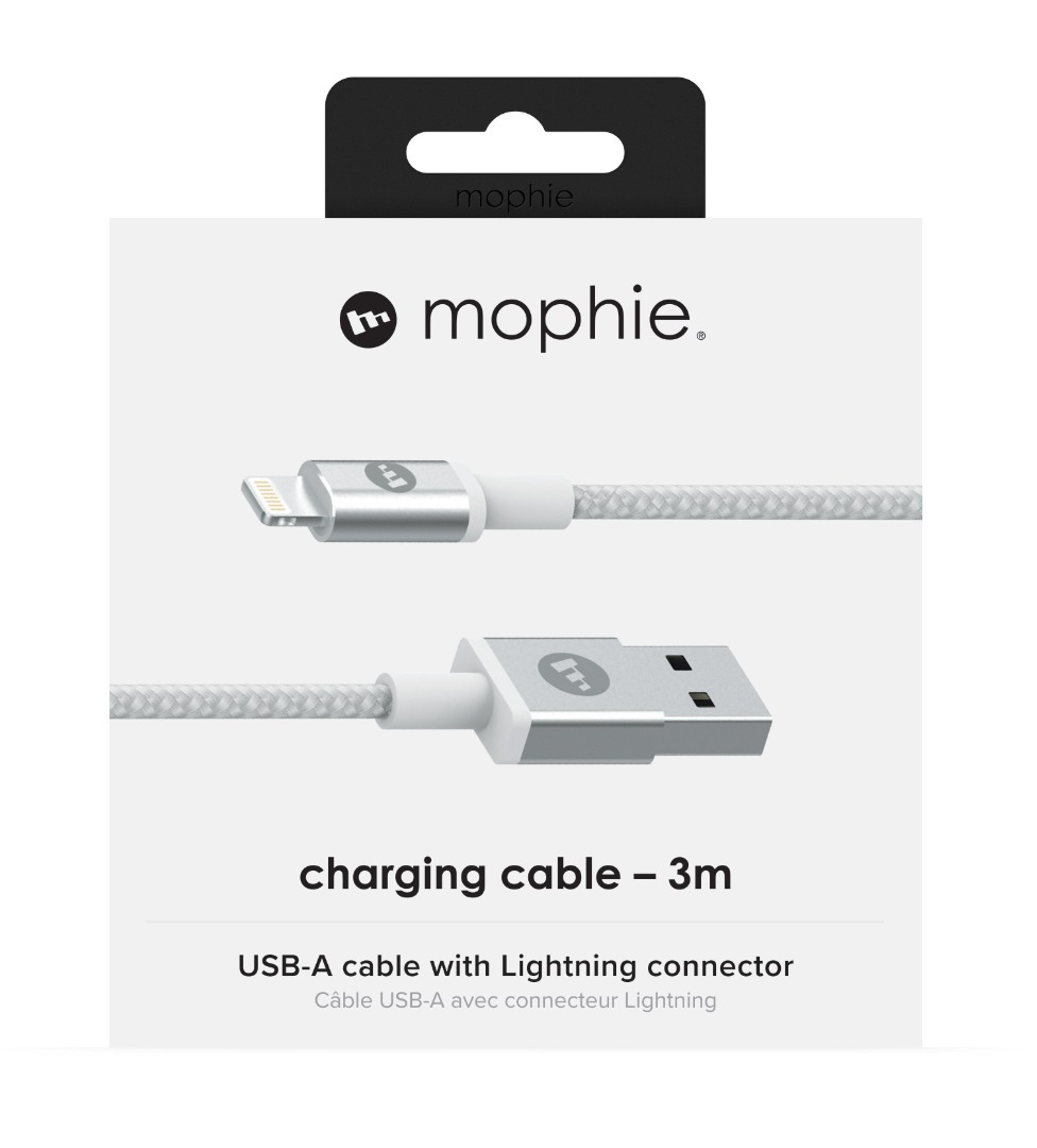 Mophie USBA Cable with Lightning Connector (3 Meter) (Black / White