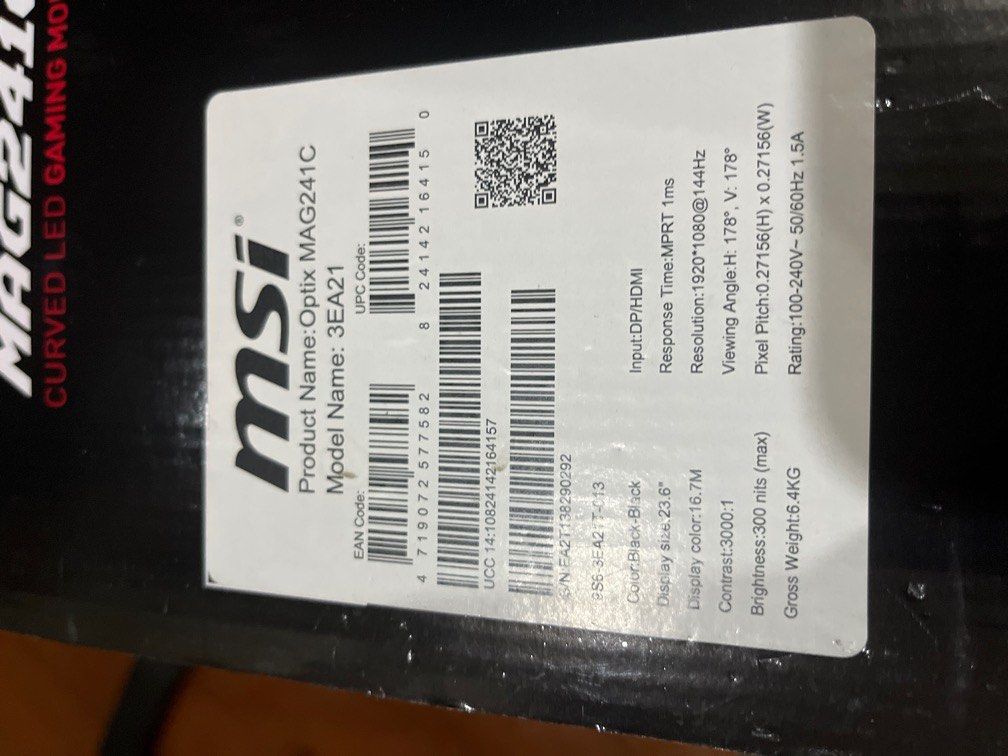 MSI Optix MAG241C 24" 1080p 144hz Curved Gaming Monitor, Computers ...