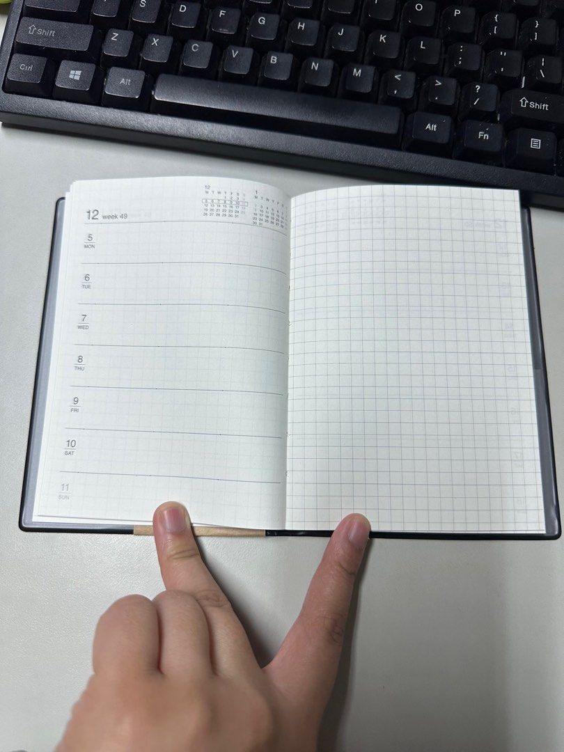 Muji Planner 2023 Monthly/Weekly A6 size Dark Gray, Hobbies & Toys