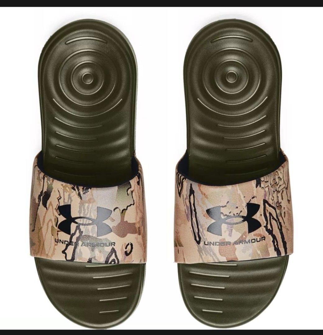 NEW Authentic Under Armour UA green camouflage camo slides slippers flipflops Men s Fashion Footwear Flipflops and Slides on Carousell