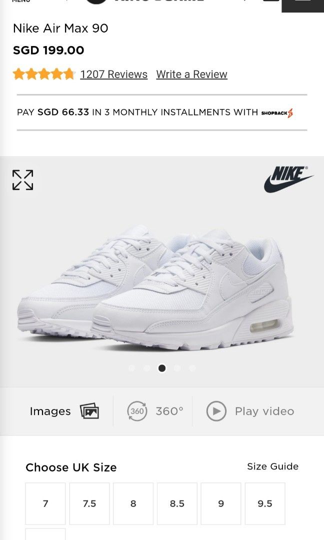 Air max 90 white size 9 Clearance