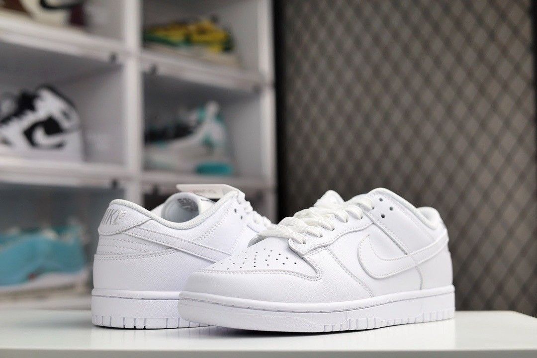 triple white dunk lows