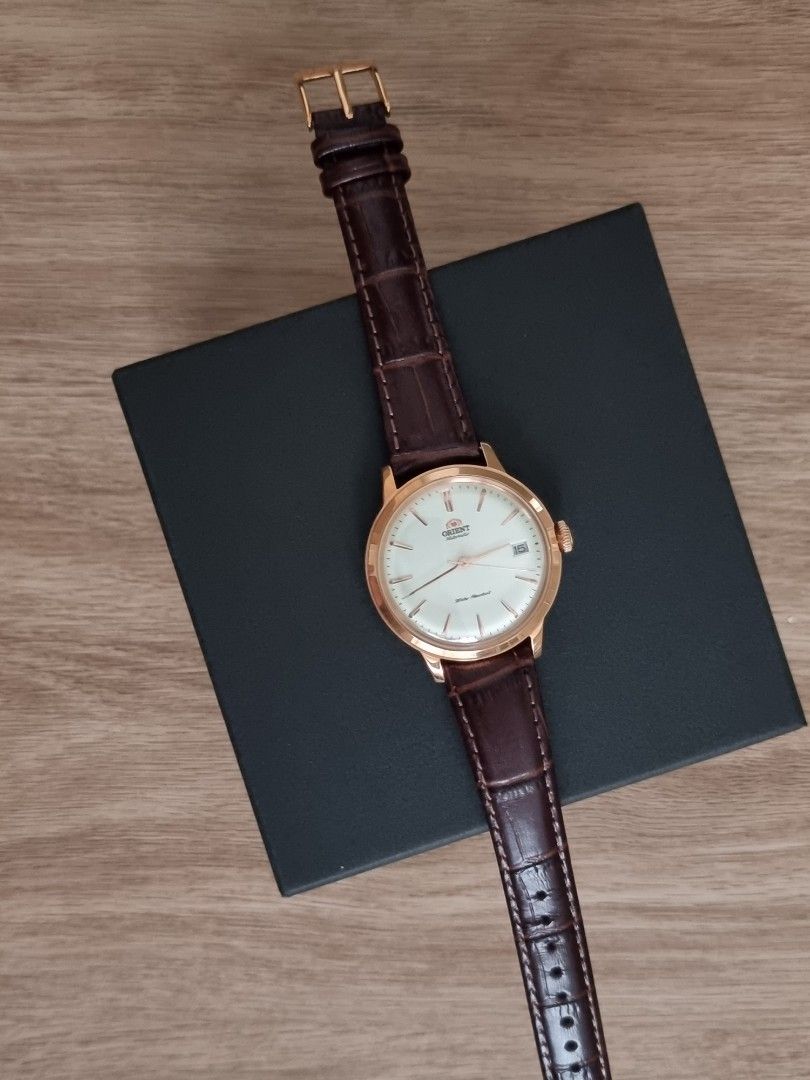 Orient bambino 36mm rose discount gold