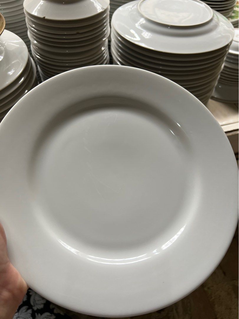 Plain white dinner plates and saucers( 52 pcs), Furniture & Home Living