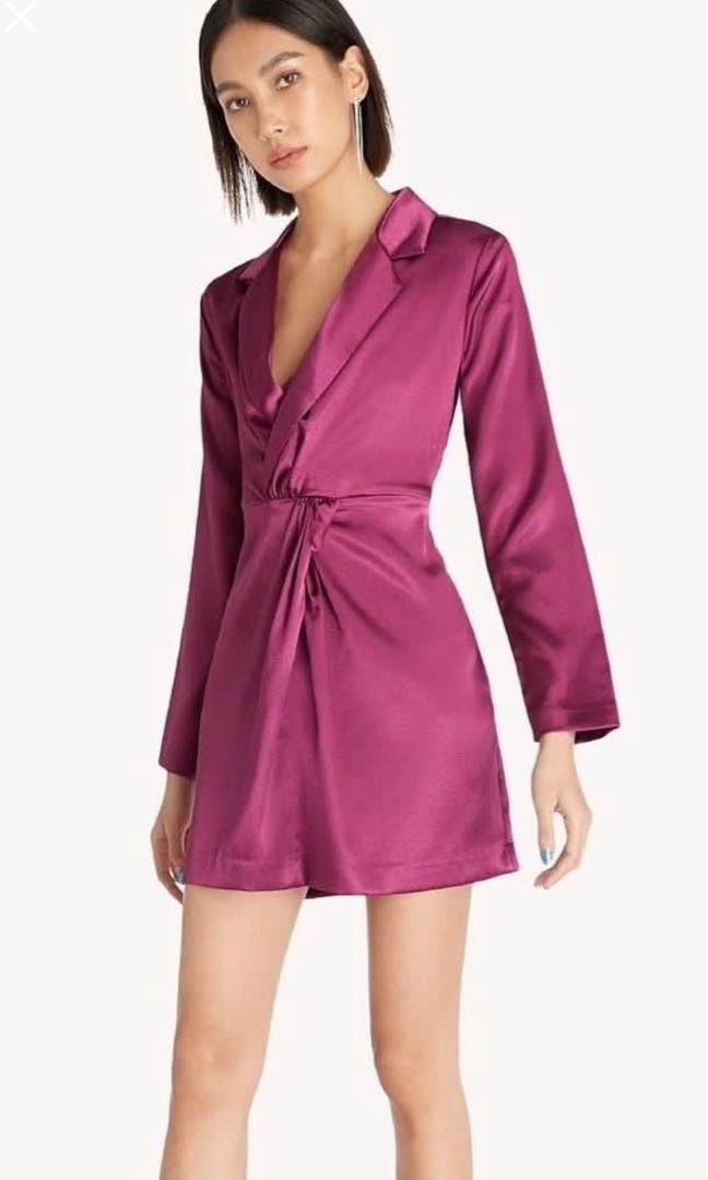 Pomelo Longsleeved Satin Dress, Women's Fashion, Dresses & Sets, Dresses on Carousell