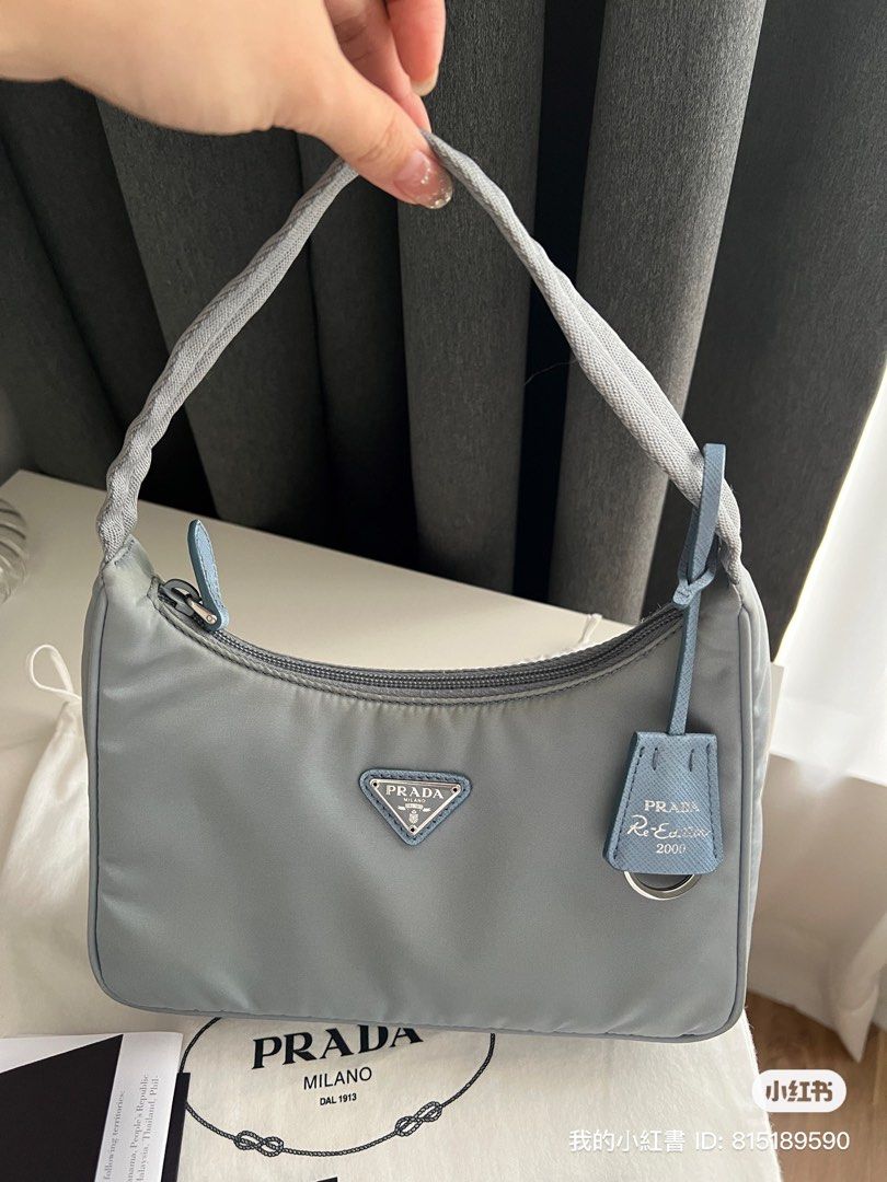 Prada re-edition 2000 hobo Light Blue, Luxury, Bags & Wallets on Carousell