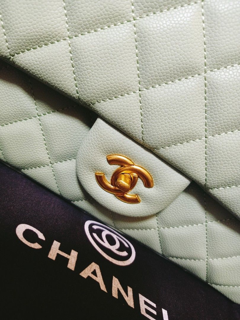 Preloved Chanel double flap 30cm (Category: Luxury Bags & Wallets) located in Cebu City. Submitted by day.98 (Listing ID 1207844647, Image 3). Description: selected from japan surplus caviar skin leather genuine leather with holo sticker with dust bag.