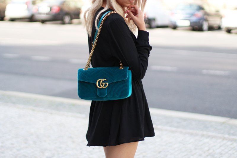 Gucci Marmont Velvet Turquoise Mini